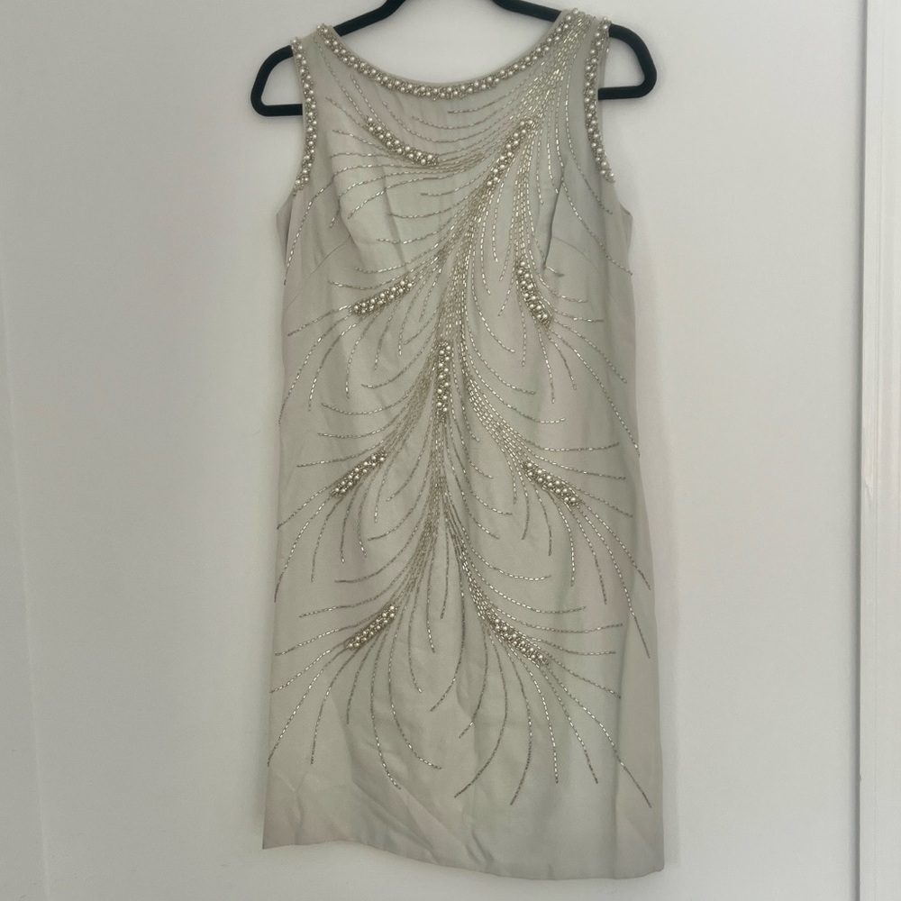 Vintage 50s Beaded Cocktail/Party shift Dress Art Deco look size S